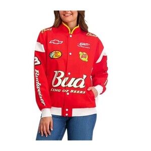 Nascar NWT Women's Character Patch Budweiser Moto Jacket Large